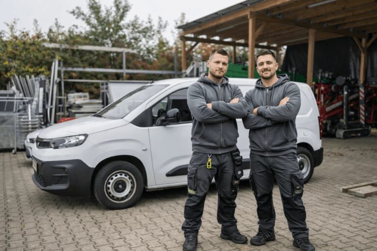 Schädlingsbekämpfer in Ditzingen vor dem Einsatzfahrzeug